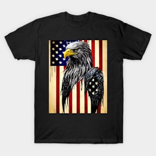 Grungy American Bald Eagle Flag T-Shirt